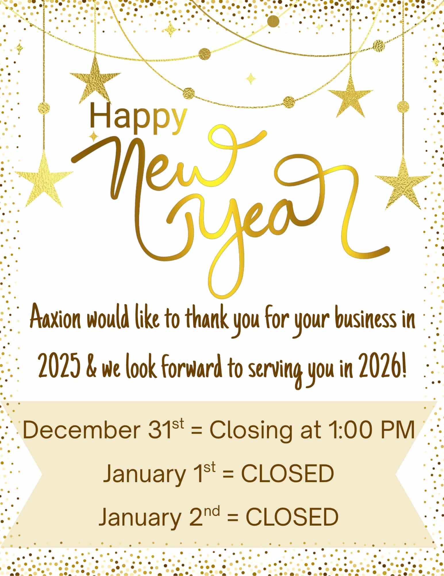 Christmas Notice | Aaxion Inc.